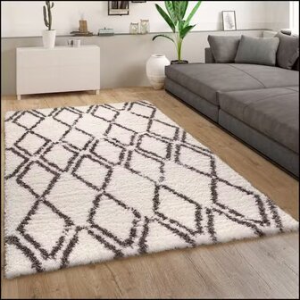 Hoogpolig vloerkleed of karpet RICHMOND kleur creme 077