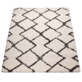 Hoogpolig vloerkleed of karpet RICHMOND kleur creme 076