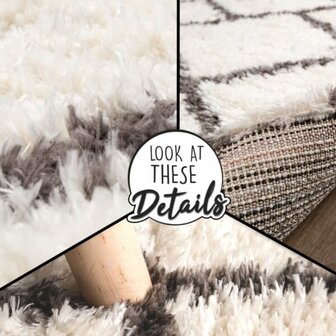 Hoogpolig vloerkleed of karpet RICHMOND kleur creme 076