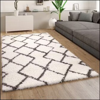 Hoogpolig vloerkleed of karpet RICHMOND kleur creme 076
