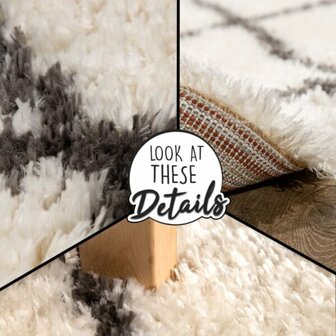 Hoogpolig vloerkleed of karpet RICHMOND kleur creme 075
