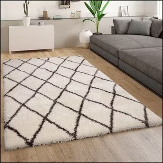 Hoogpolig vloerkleed of karpet RICHMOND kleur creme 075