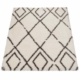 Hoogpolig vloerkleed of karpet RICHMOND kleur creme 080