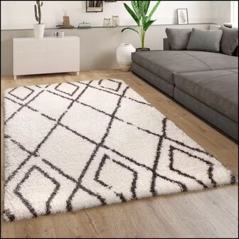 Hoogpolig vloerkleed of karpet RICHMOND kleur creme 080