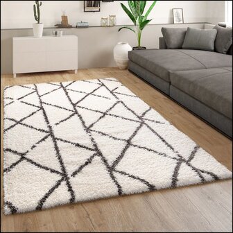 Hoogpolig vloerkleed of karpet RICHMOND kleur creme 078