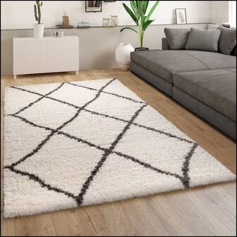Hoogpolig vloerkleed of karpet RICHMOND kleur creme 079