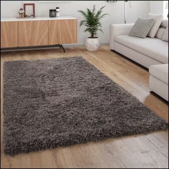 Hoogpolig vloerkleed of karpet AMADO kleur antraciet 861
