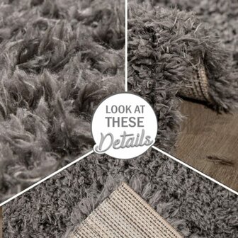 Hoogpolig vloerkleed of karpet AMADO kleur antraciet 861