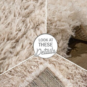 Hoogpolig vloerkleed of karpet AMADO kleur beige 861