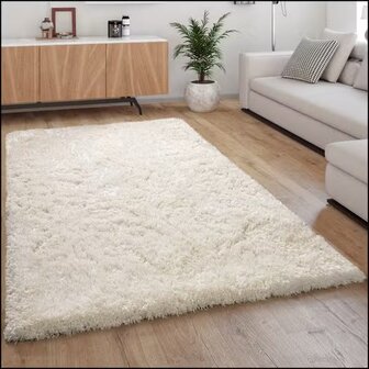 Hoogpolig vloerkleed of karpet AMADO kleur wit 861