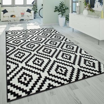 Vloerkleed of karpet PALMER kleur zwart wit 400