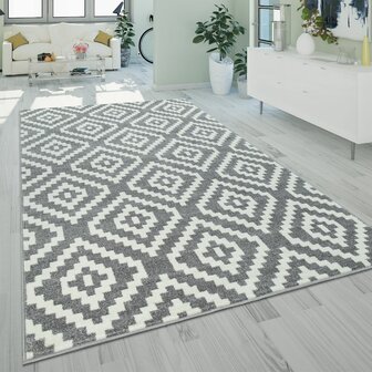 Vloerkleed of karpet PALMER kleur grijs wit 400