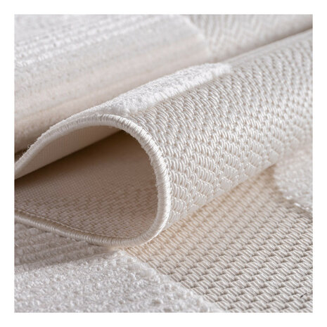 Effen laagpolig vloerkleed Sahara kleur creme 
