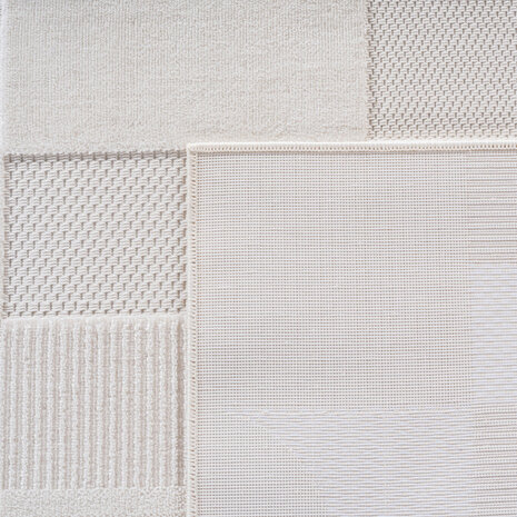 Effen laagpolig vloerkleed Sahara kleur creme 