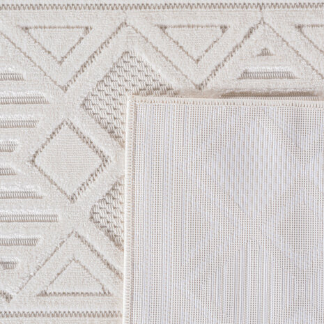 Effen laagpolig vloerkleed Sahara kleur creme 