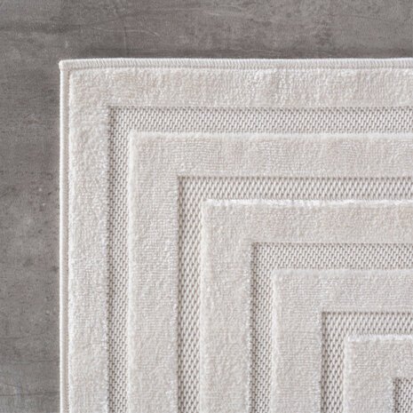 Effen laagpolig vloerkleed Sahara kleur creme 