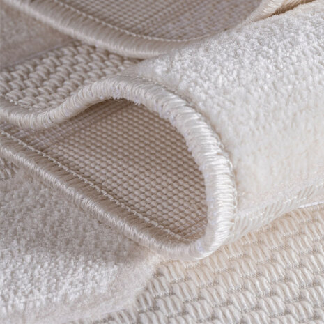 Effen laagpolig vloerkleed Sahara kleur creme 