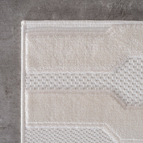 Effen laagpolig vloerkleed Sahara kleur creme 
