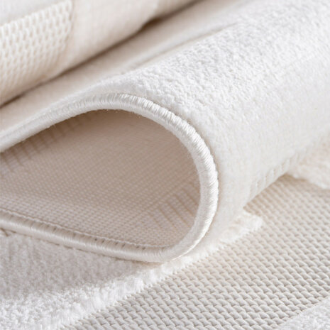 Effen laagpolig vloerkleed Sahara kleur creme 