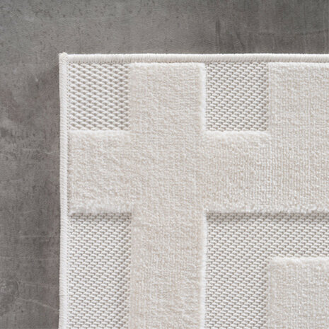 Effen laagpolig vloerkleed Sahara kleur creme 
