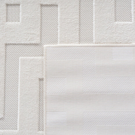 Effen laagpolig vloerkleed Sahara kleur creme 