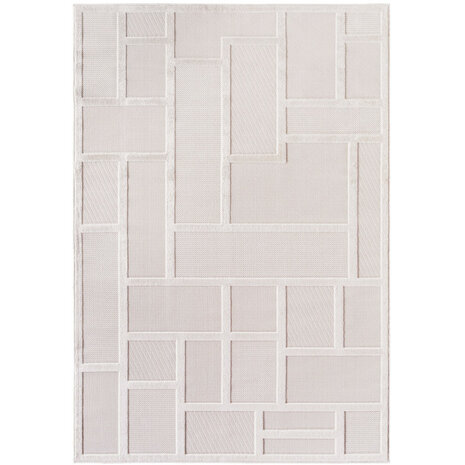 Effen laagpolig vloerkleed Sahara kleur creme 