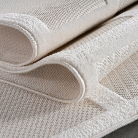 Effen laagpolig vloerkleed Sahara kleur creme 