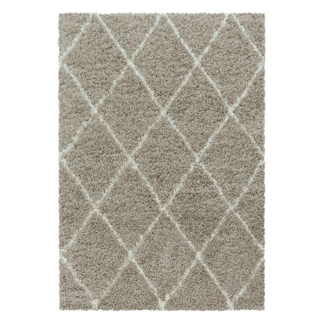 Modern hoogpolig vloerkleed Star kleur beige