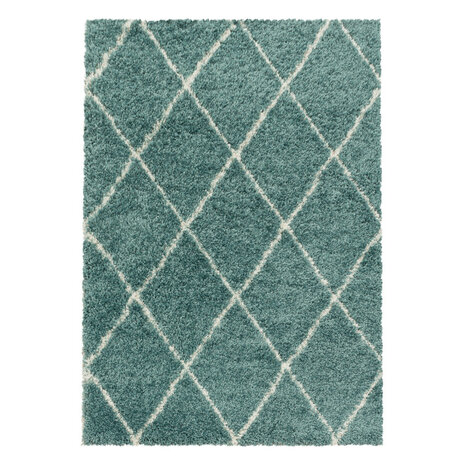 Modern hoogpolig vloerkleed Star kleur blauw
