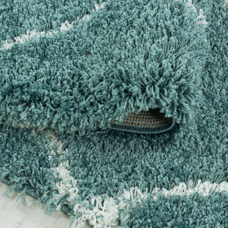 Modern hoogpolig vloerkleed Star kleur blauw