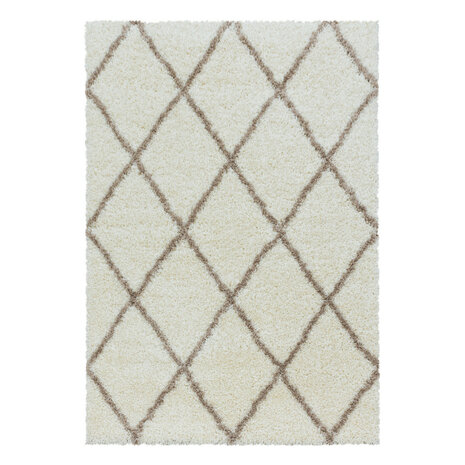 Modern hoogpolig vloerkleed Star kleur creme