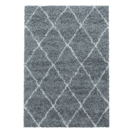 Modern hoogpolig vloerkleed Star kleur grijs