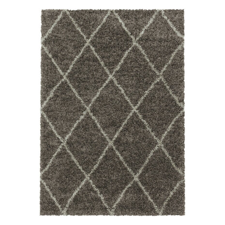 Modern hoogpolig vloerkleed Star kleur taupe