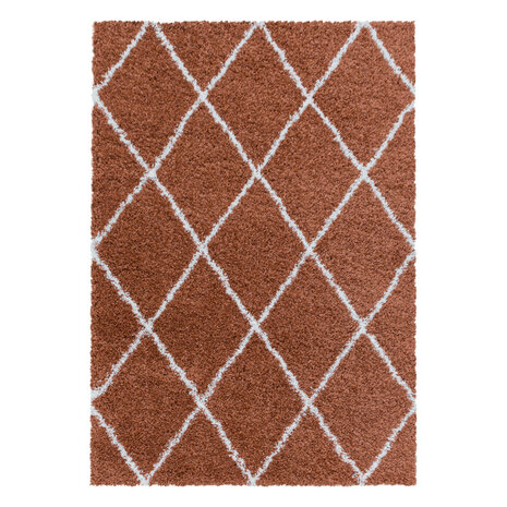 Modern hoogpolig vloerkleed Star kleur terra