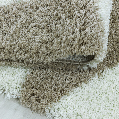Modern hoogpolig vloerkleed Star kleur beige 3101