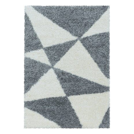 Modern hoogpolig vloerkleed Star kleur grijs 3101