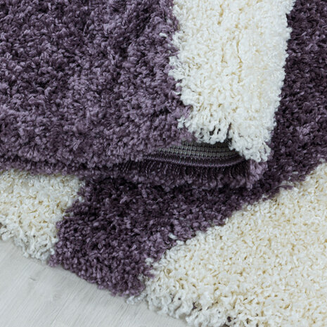 Modern hoogpolig vloerkleed Star kleur lila 3101