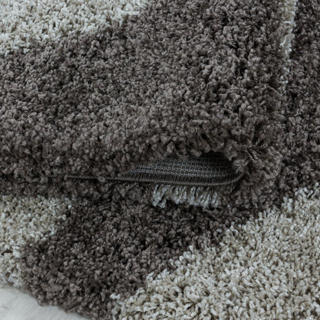 Modern hoogpolig vloerkleed Star kleur taupe 3101