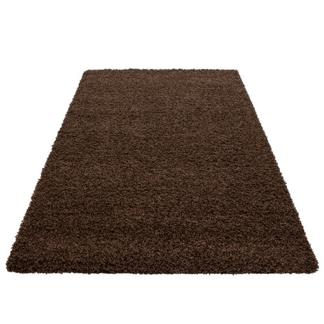 Hoogpolig vloerkleed Gold Shaggy kleur bruin