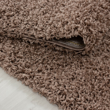 Hoogpolig vloerkleed Gold Shaggy kleur mocca