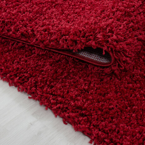 Hoogpolig vloerkleed Gold Shaggy kleur rood
