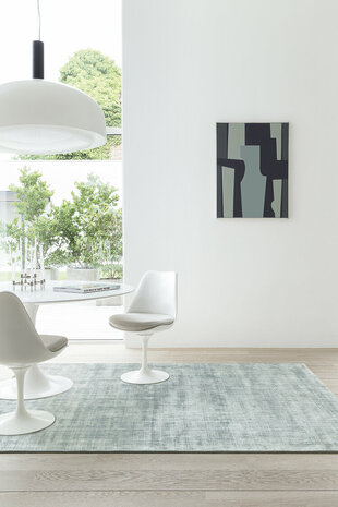 Viscose vloerkleed Current Ligne Pure kleur mint
