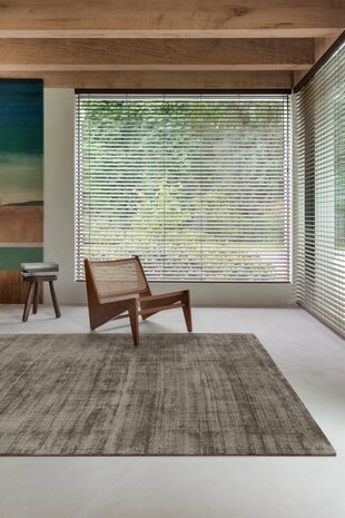 Viscose vloerkleed Current Ligne Pure kleur bruin