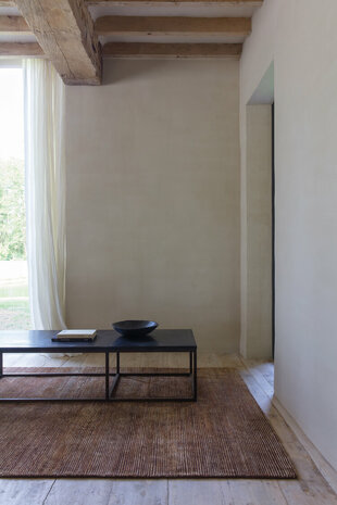 Handgeknoopt vloerkleed Dune Ligne Pure kleur bruin