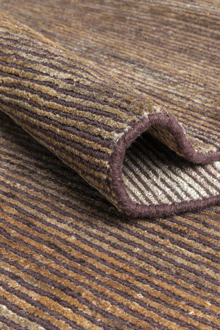 Handgeknoopt vloerkleed Dune Ligne Pure kleur bruin