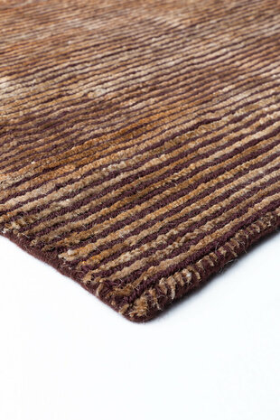 Handgeknoopt vloerkleed Dune Ligne Pure kleur bruin