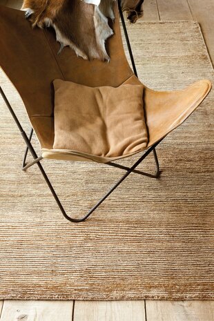 Handgeknoopt vloerkleed Dune Ligne Pure kleur zand