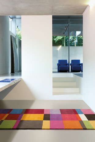 Wollen vloerkleed Patch Ligne Pure kleur multicolor