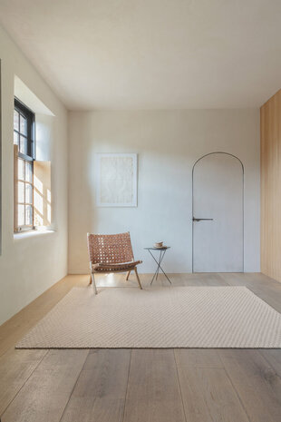 Wollen vloerkleed Rhythm Ligne Pure kleur zand