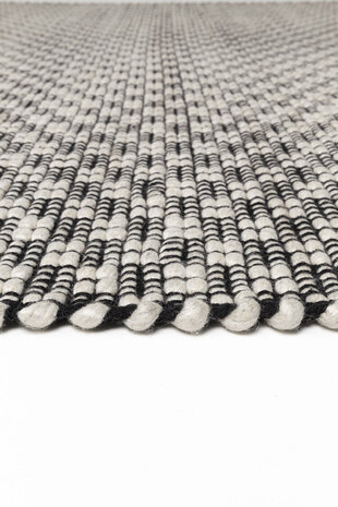 Wollen vloerkleed Rhythm Ligne Pure kleur zwart wit